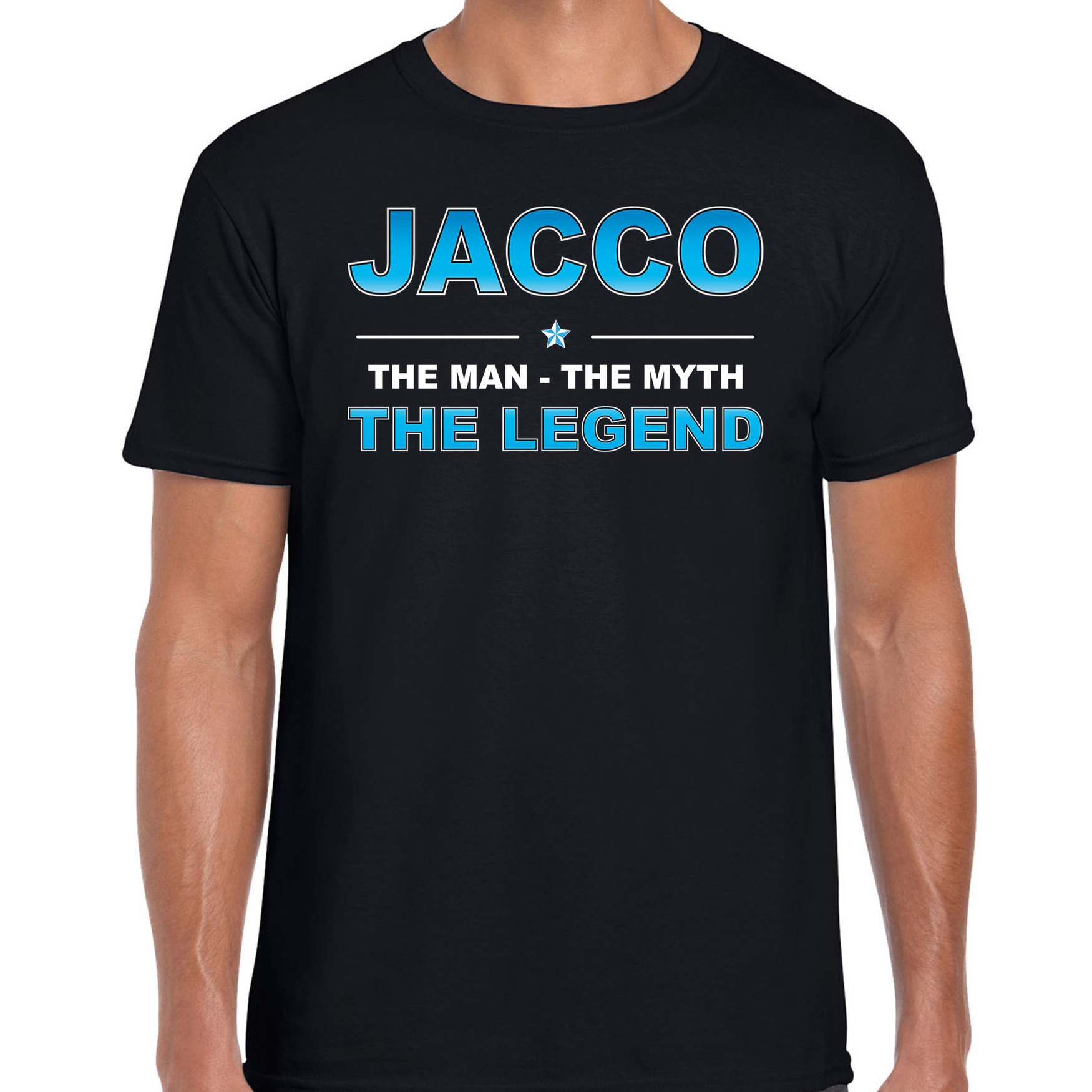 Naam cadeau t-shirt Jacco the legend zwart voor heren