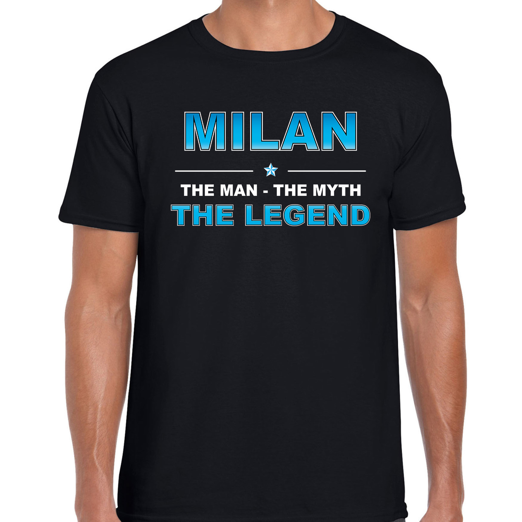 Naam cadeau t-shirt Milan the legend zwart voor heren