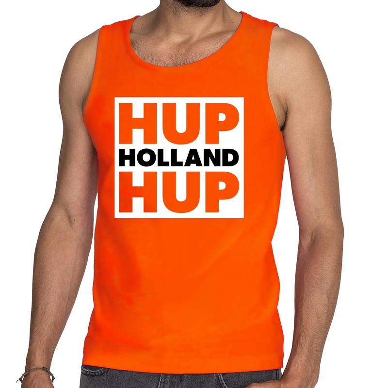 Nederlands elftal supporter tanktop Hup Holland Hup oranje voor heren