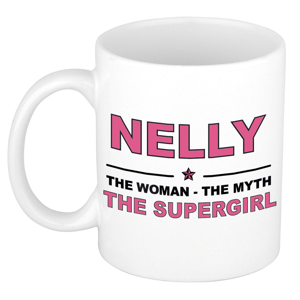 Nelly The woman, The myth the supergirl bedankt cadeau mok-beker 300 ml keramiek