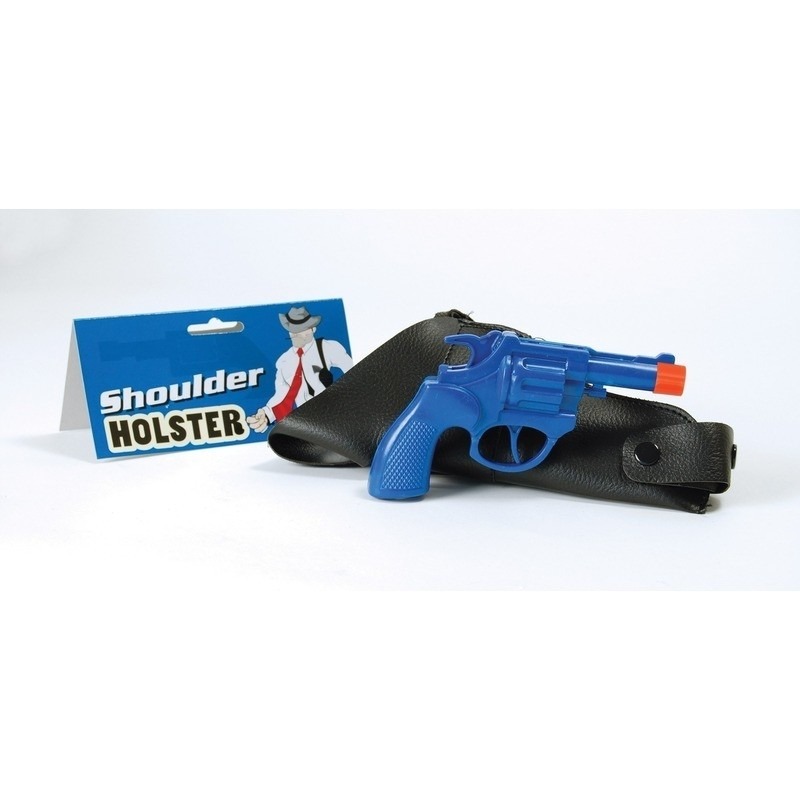 Nep detective pistool blauw 22 cm
