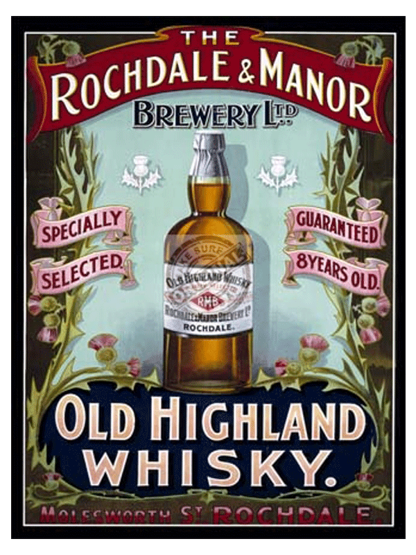 Nostalgische plaat Rochdale and Manor Whiskey