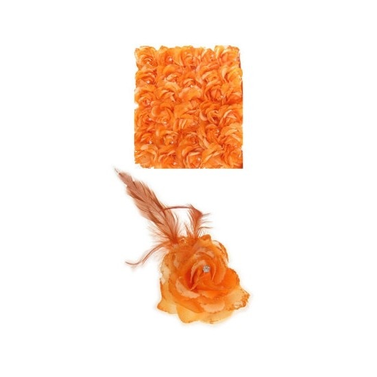Oranje artikelen deco bloem met speld-elastiek