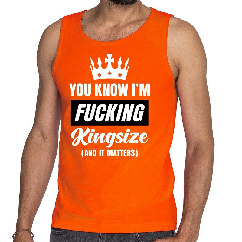 Oranje Fucking Kingsize tanktop-mouwloos shirt voor