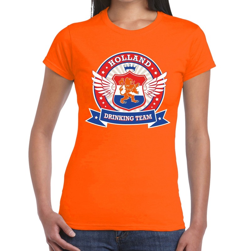 Oranje Holland drinking team t-shirt dames