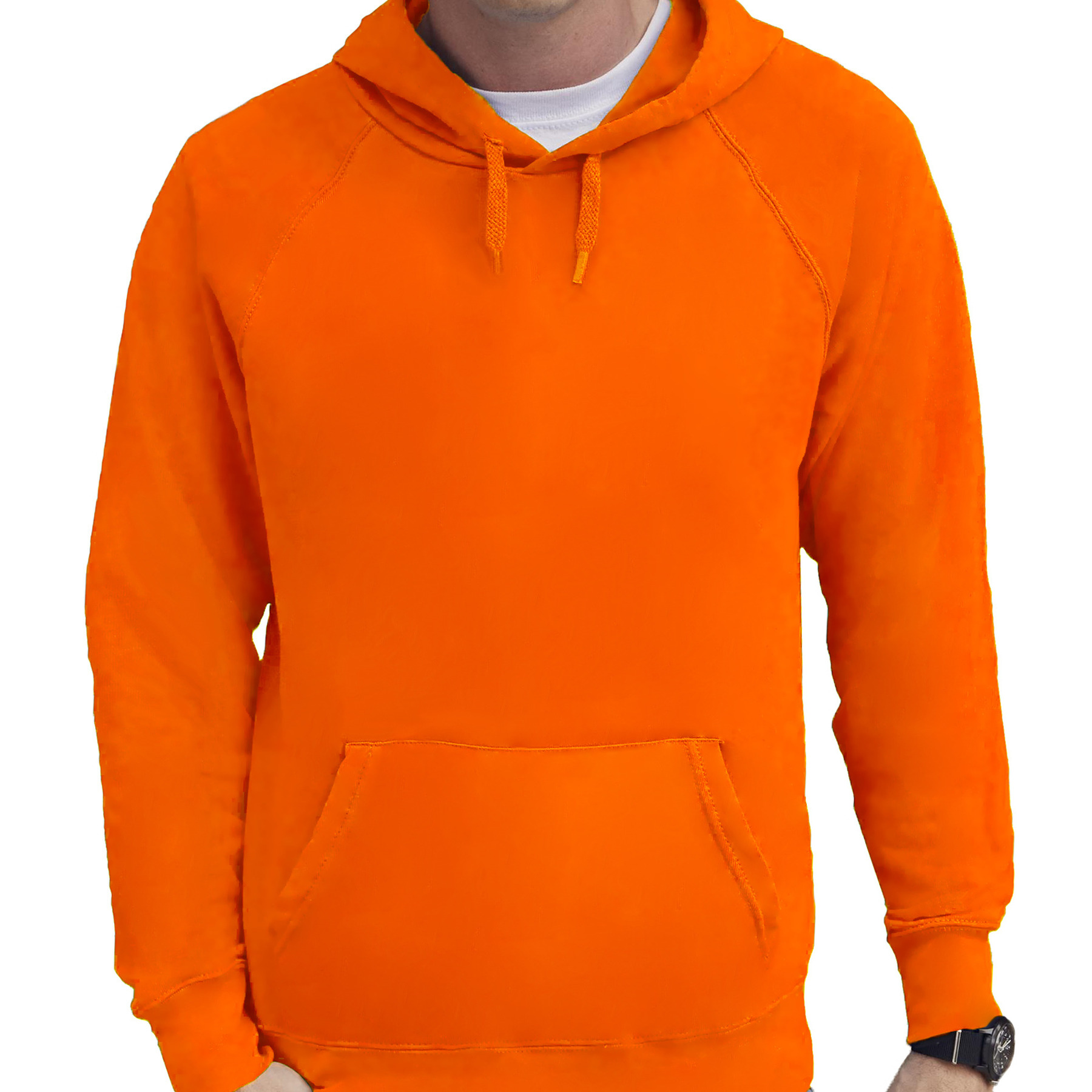 Oranje hoodie - sweater raglan met capuchon voor heren