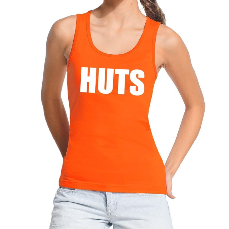 Oranje Huts tanktop - mouwloos shirt dames