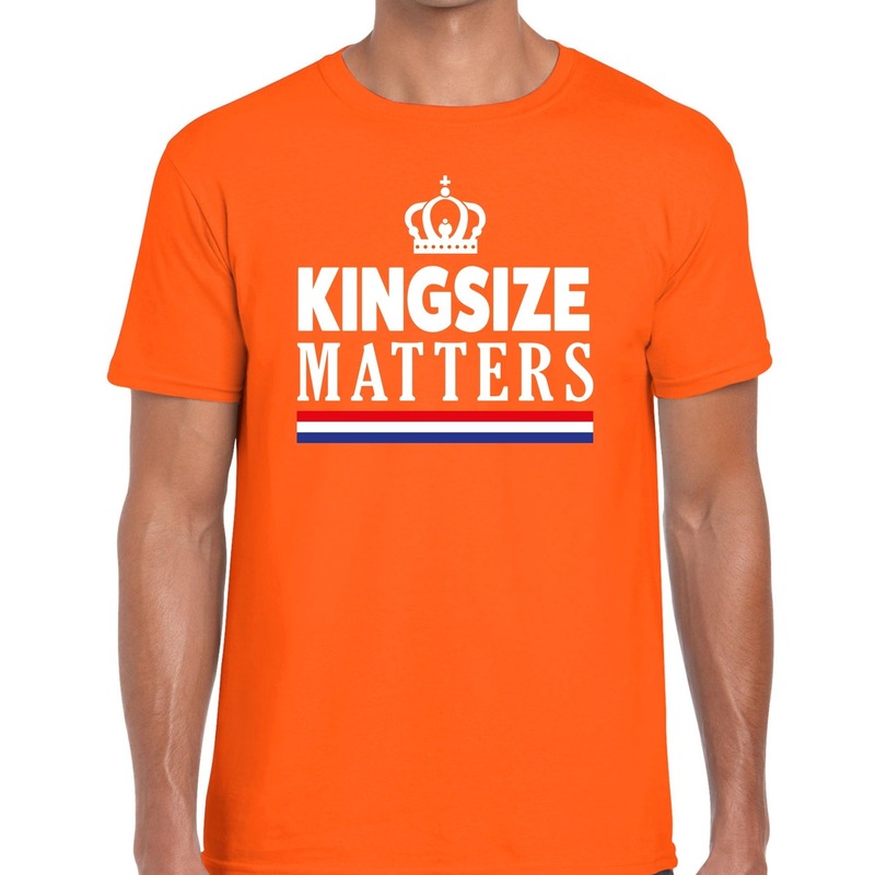 Oranje Koningsdag Kingsize matters t-shirt voor heren