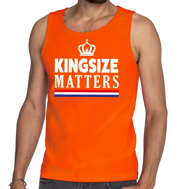 Oranje Koningsdag Kingsize matters tanktop voor heren