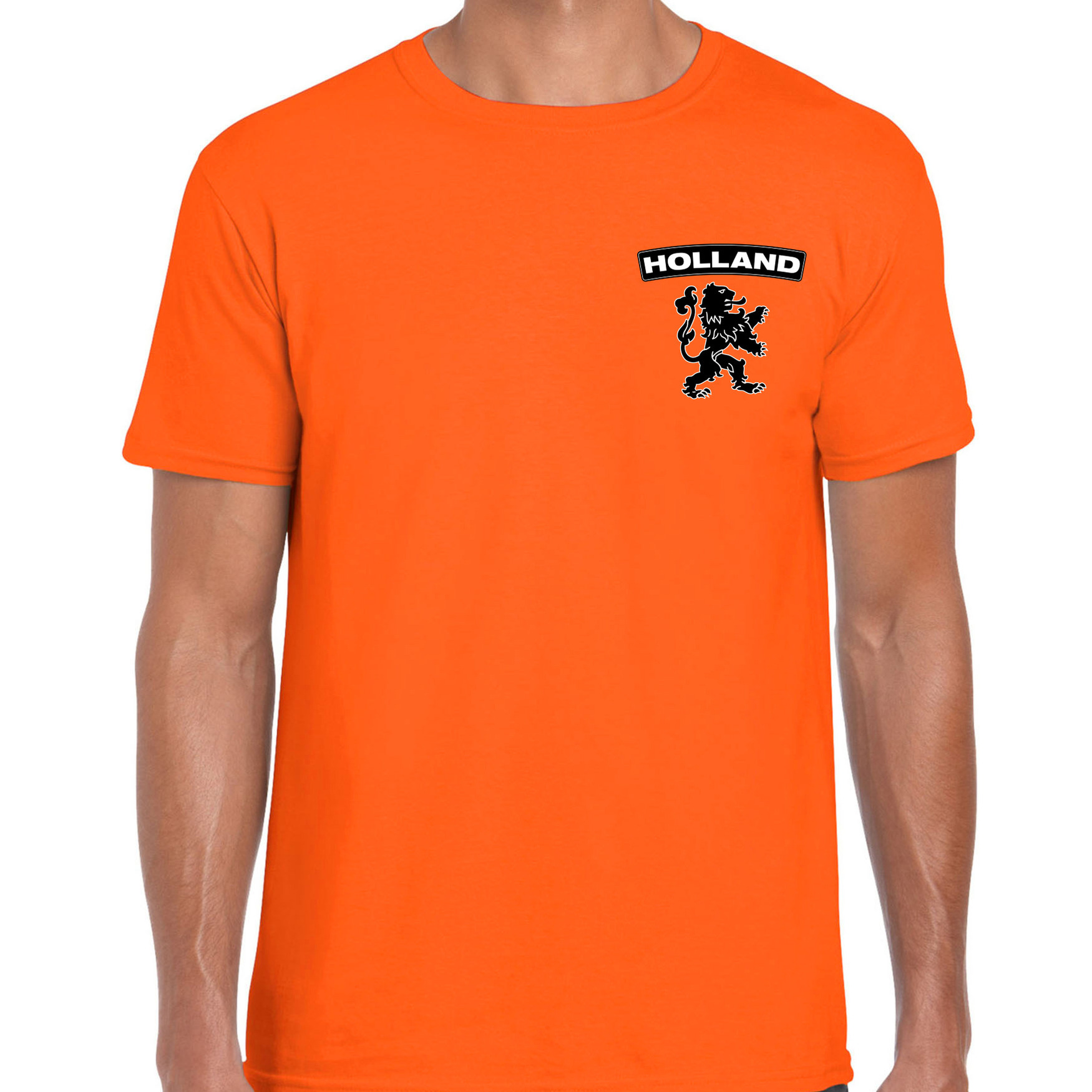 Oranje shirt met oranje leeuw embleem op borst heren - Holland - Nederland supporter shirt EK/ WK