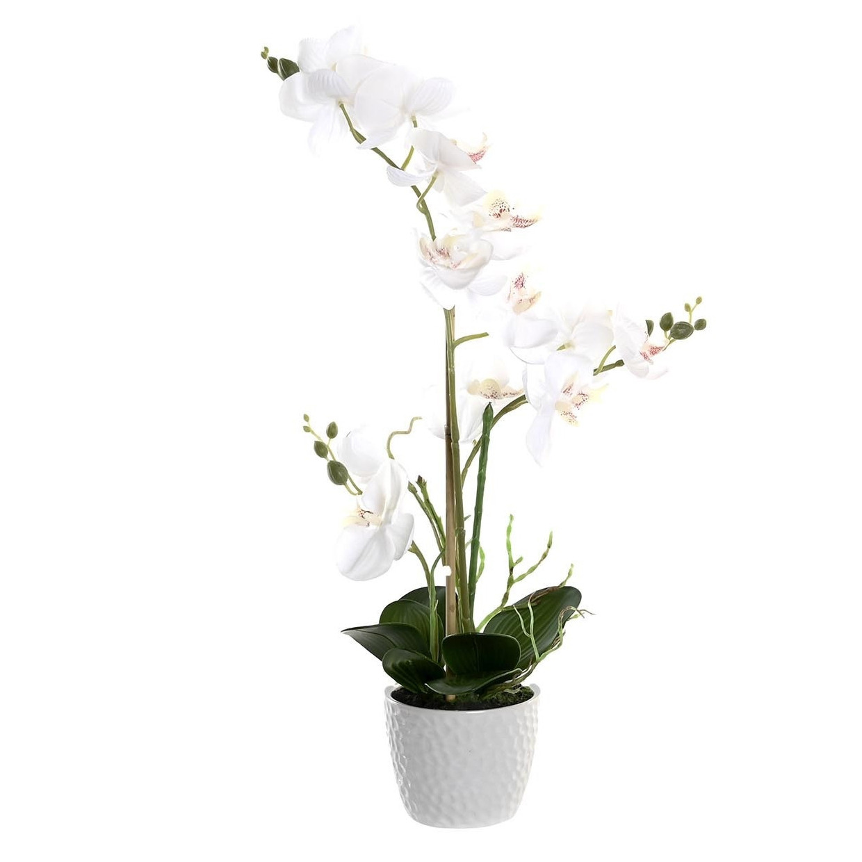 Orchidee bloemen kunstplant in witte bloempot witte bloemen H60 cm