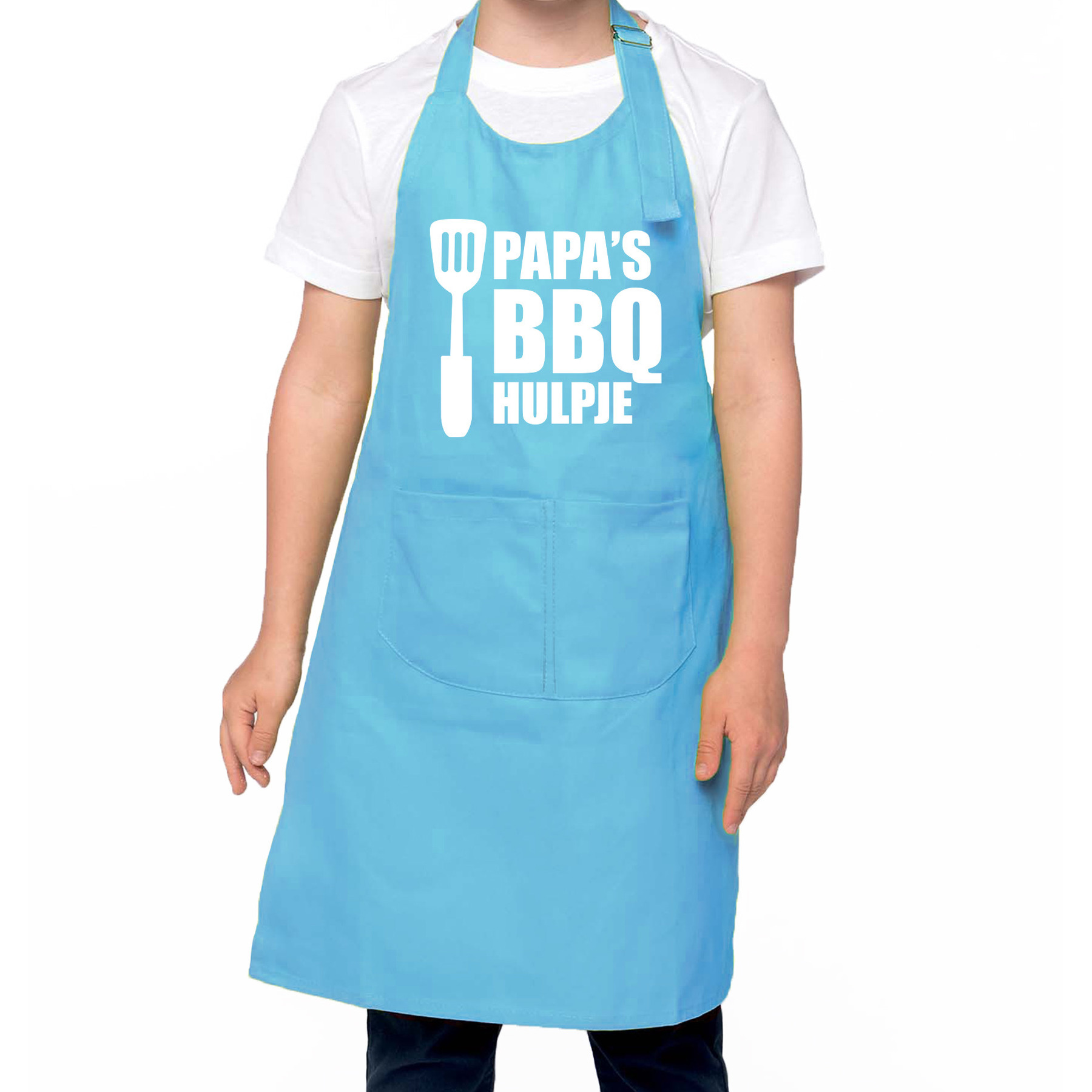 Papa s BBQ hulpje Barbecue schort kinderen- bbq keukenschort kind blauw voor jongens en meisjes