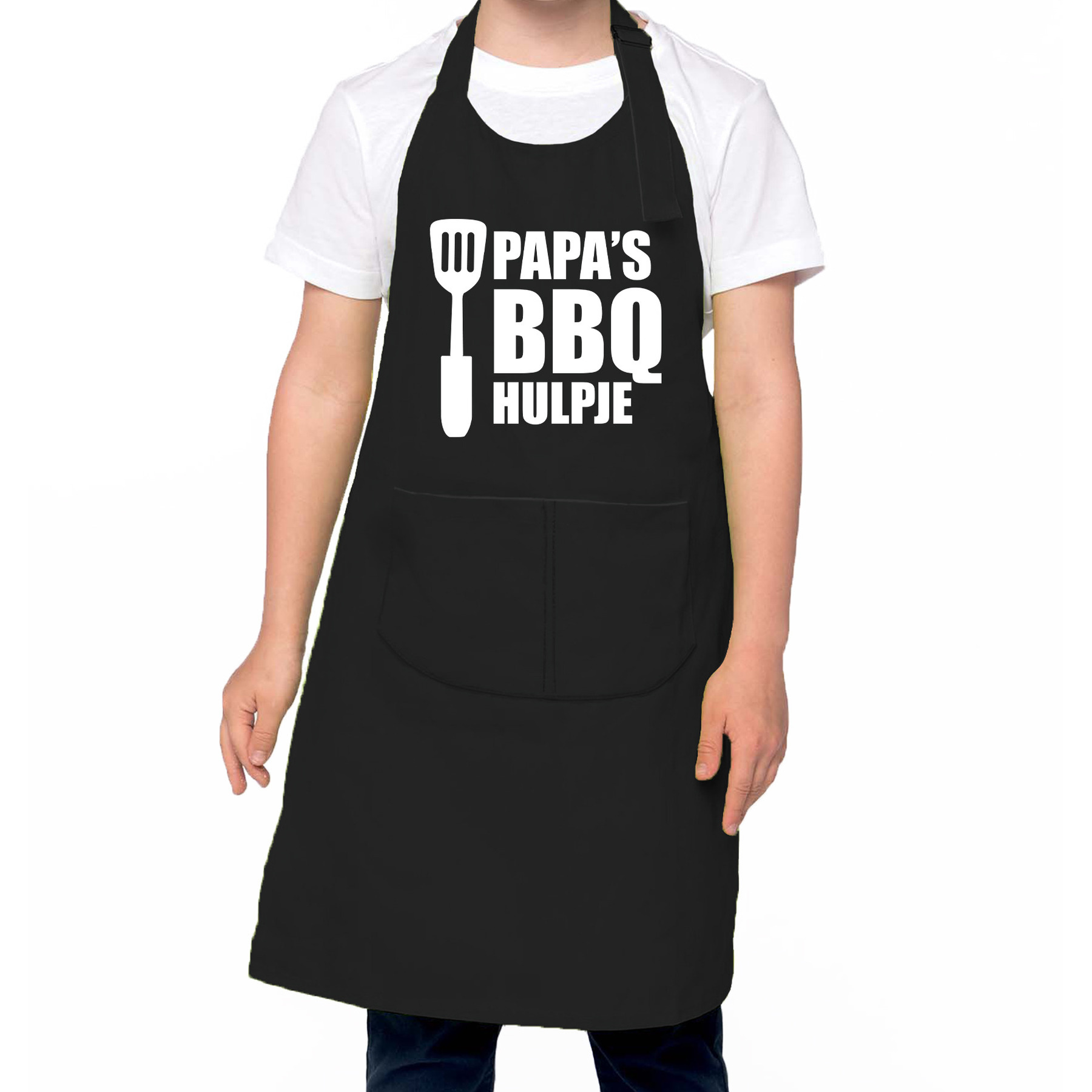 Papa s BBQ hulpje Barbecue schort kinderen- bbq keukenschort kind zwart voor jongens en meisjes