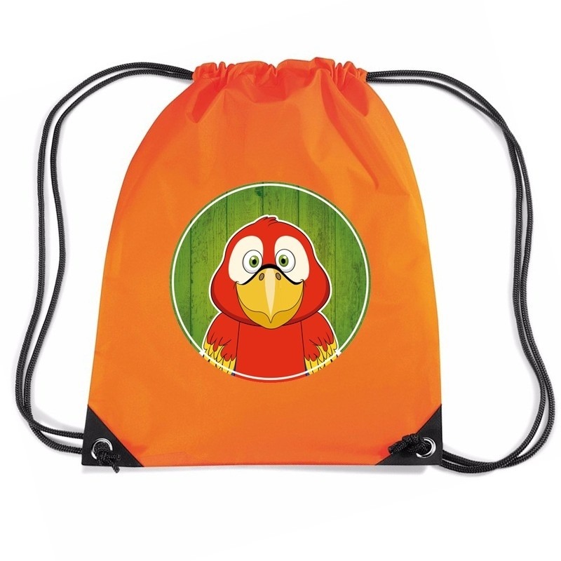 Papegaaien rugtas-gymtas oranje voor kinderen