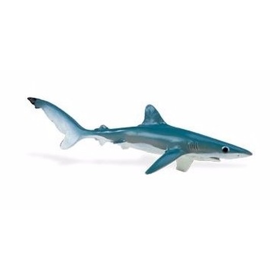 Plastic speelgoed figuur grote blauwe haai 18 cm