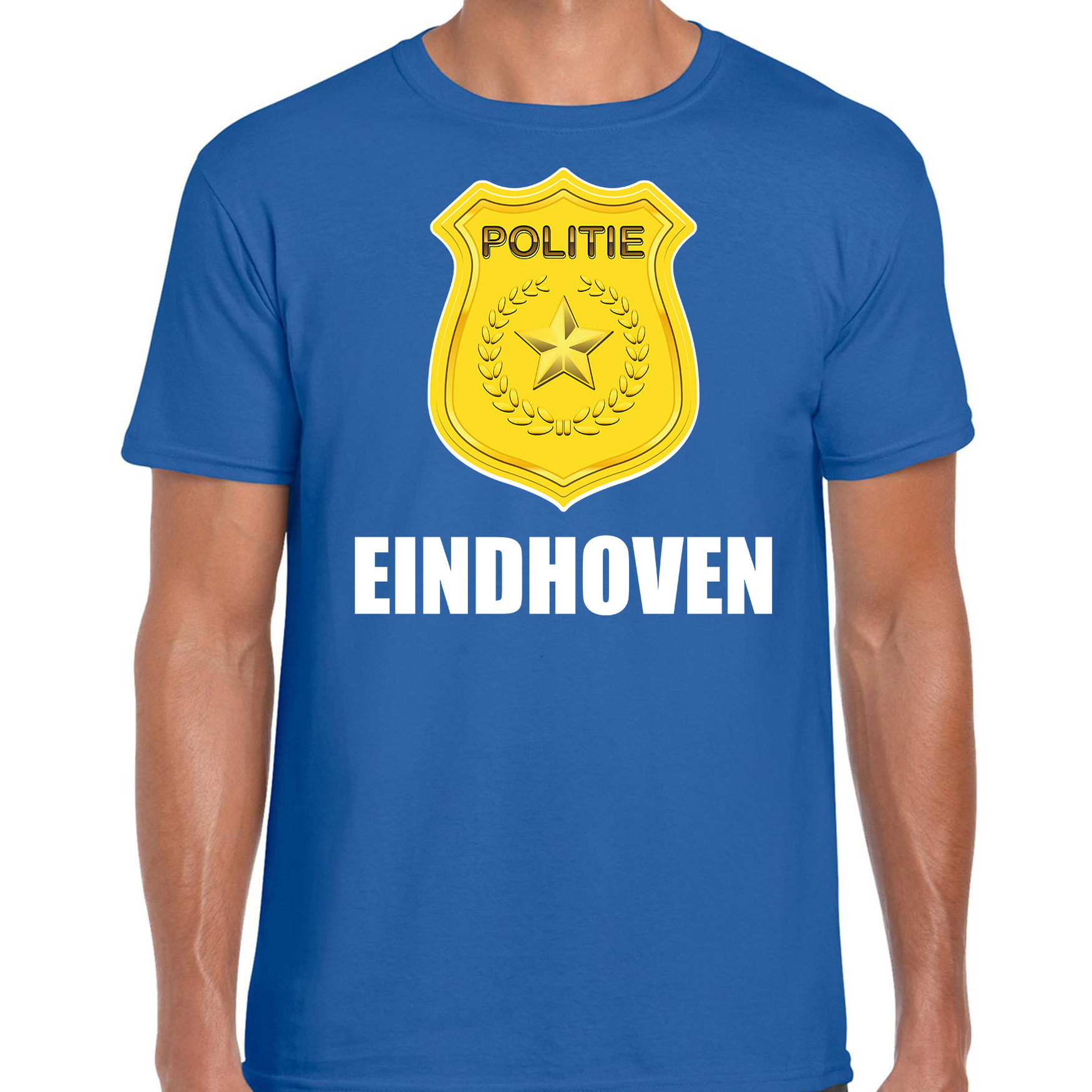 Politie embleem Eindhoven carnaval verkleed t-shirt blauw voor heren