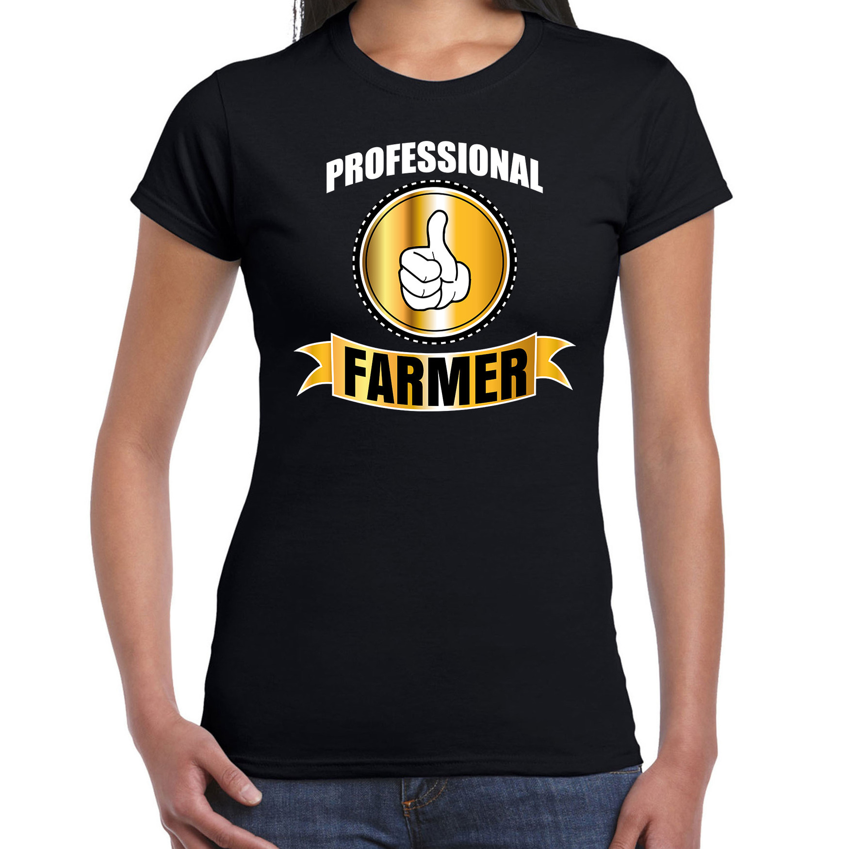 Professional farmer-professionele boerin t-shirt zwart dames Boerin cadeau shirt