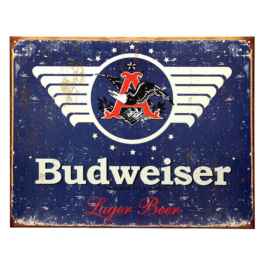 Retro Budweiser reclame plaat 41 x 32 cm