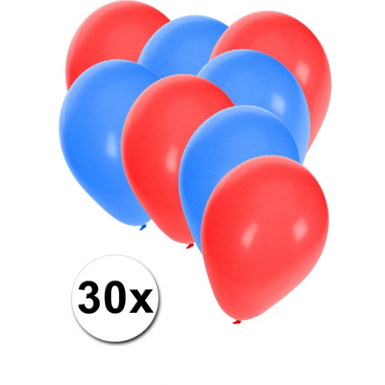 Rode en blauwe ballonnetjes 30 stuks