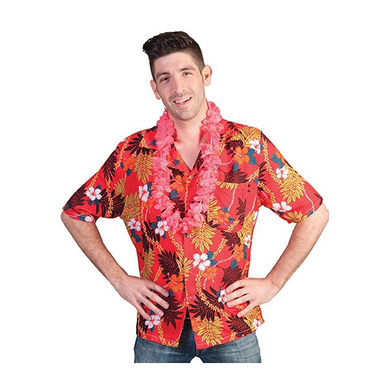 Rode shirt met Hawaii print