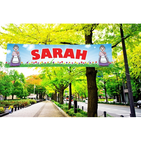 Sarah 50 jaar spandoek