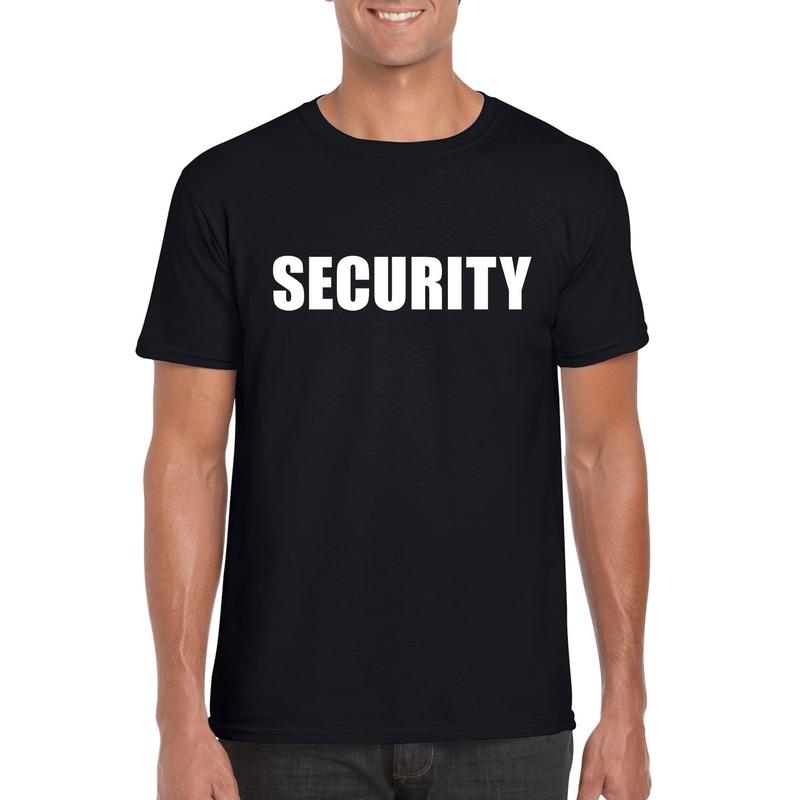 Security tekst t-shirt zwart heren