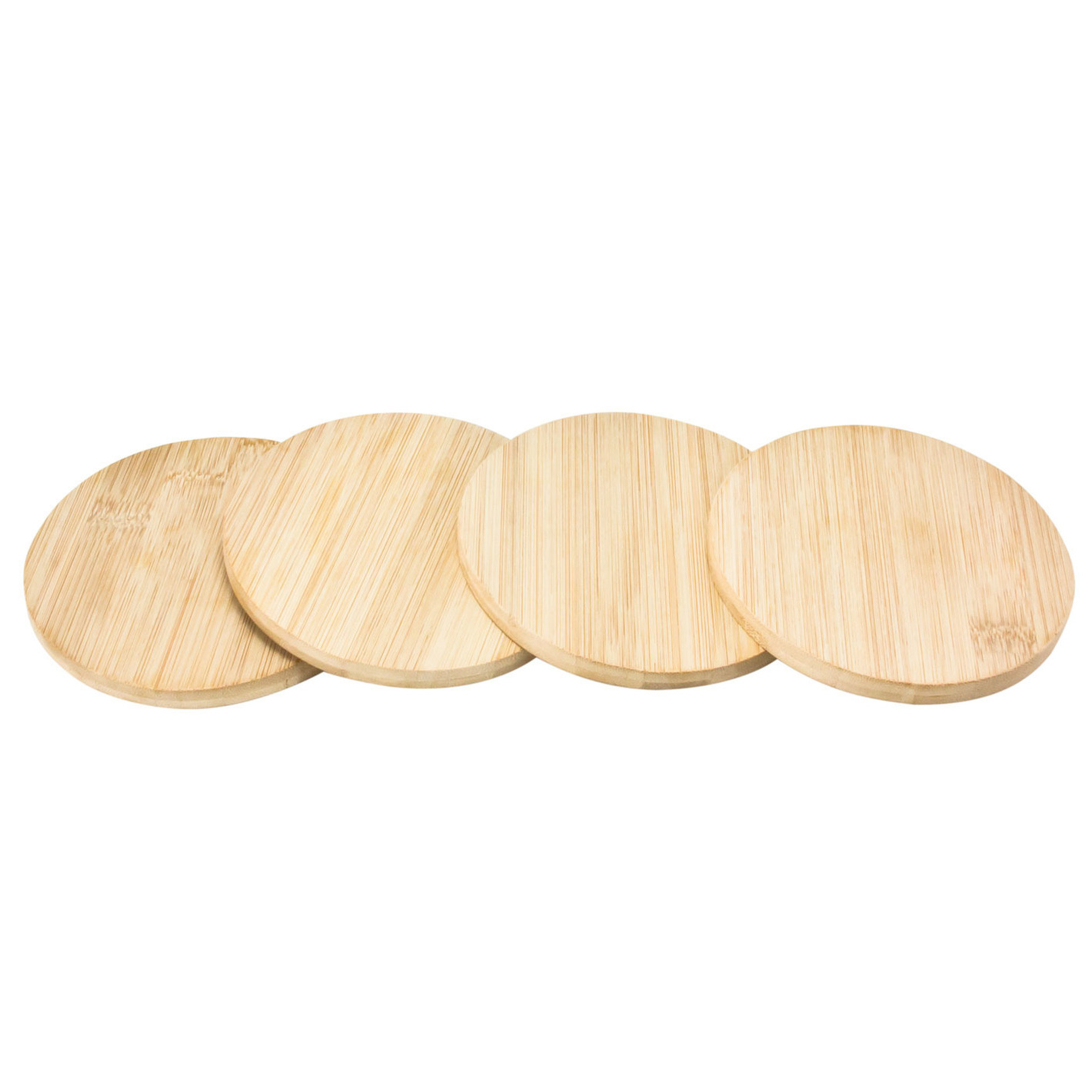 Set van 4 glazenonderzetters bamboe hout 10 cm