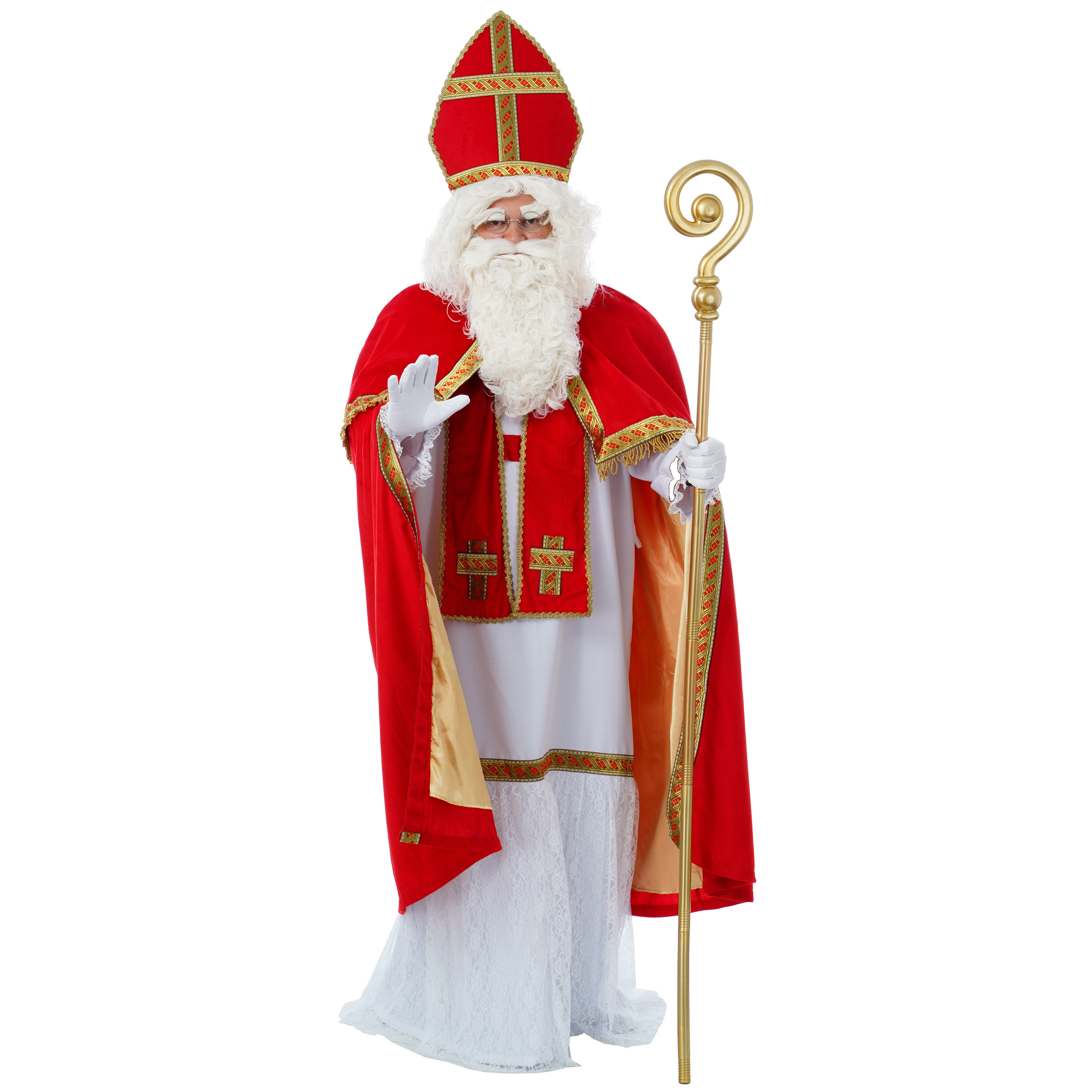 Sinterklaas kostuum 5-delig polyesterfluweel one size voor volwassenen