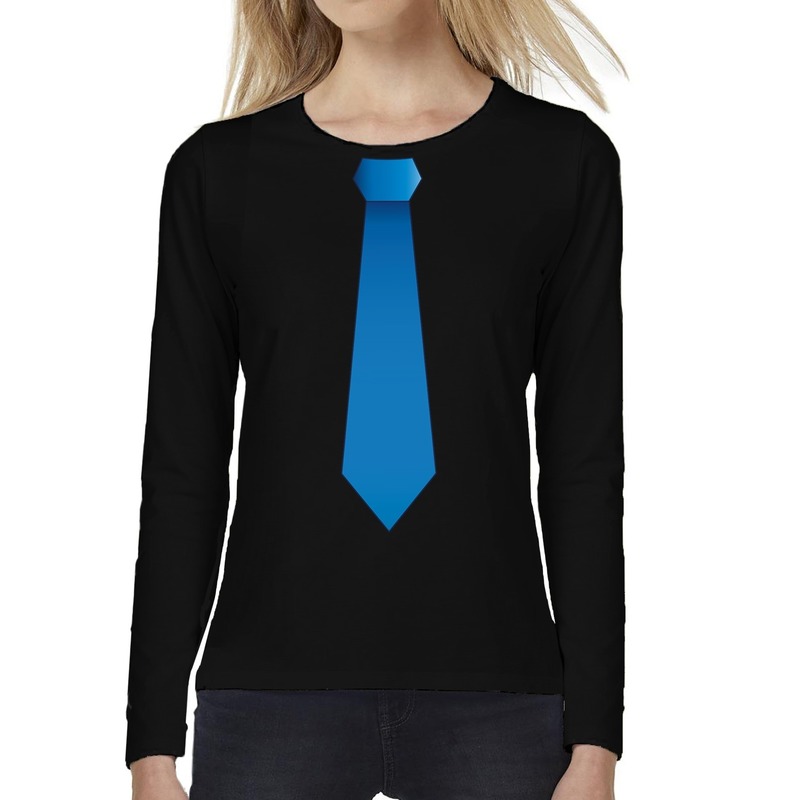 Stropdas blauw long sleeve t-shirt zwart voor dames