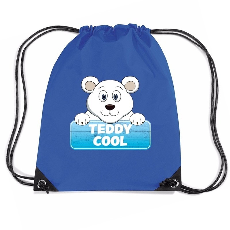 Teddy Cool de ijsbeer rugtas-gymtas blauw voor kinderen