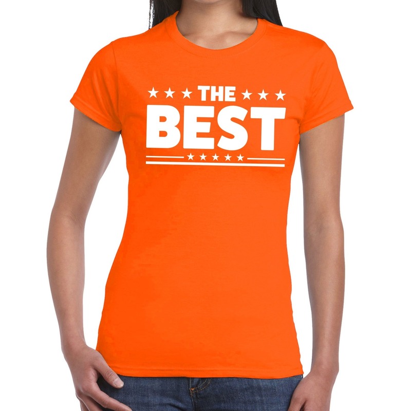 The Best tekst t-shirt oranje dames