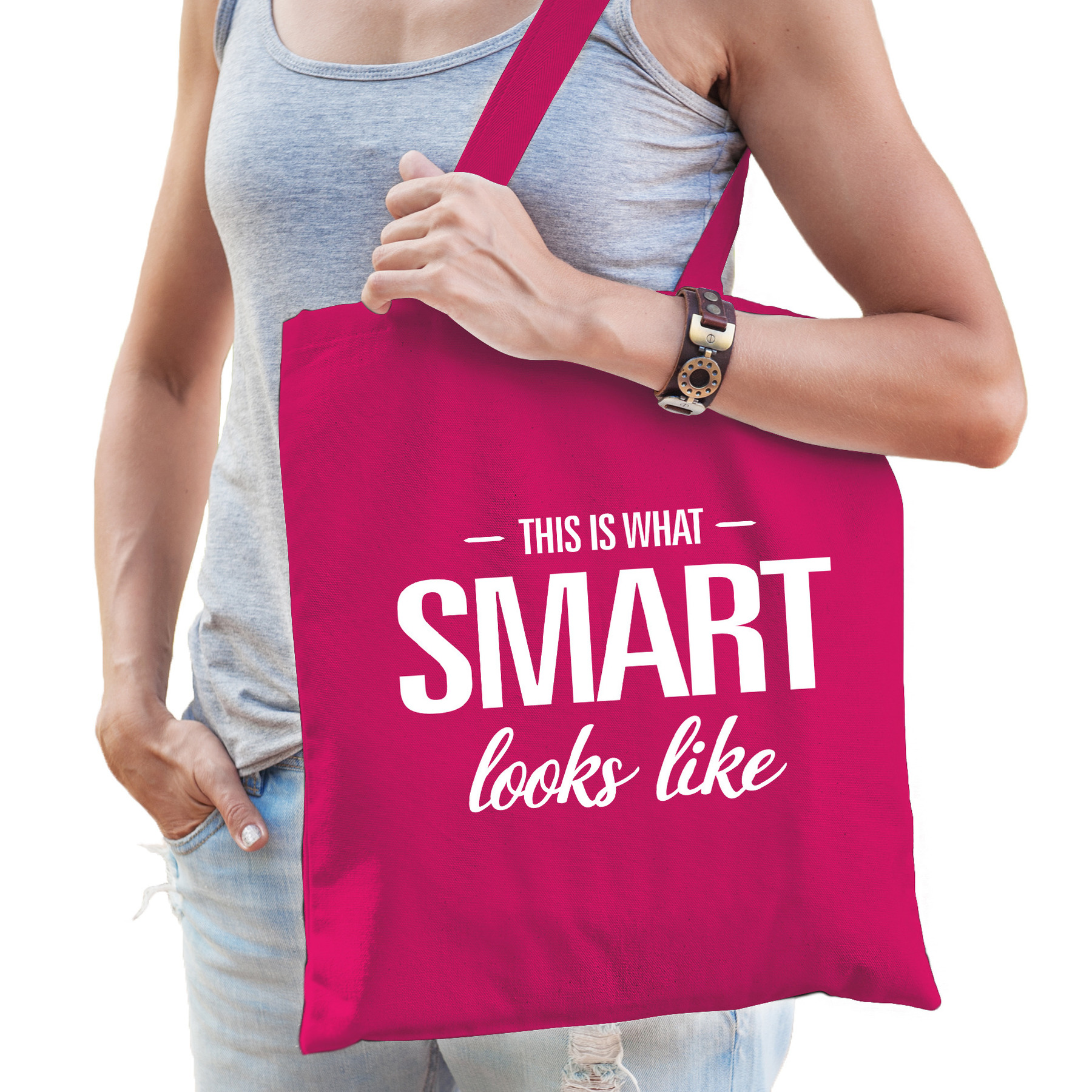 This is what smart looks like cadeau tas roze voor dames