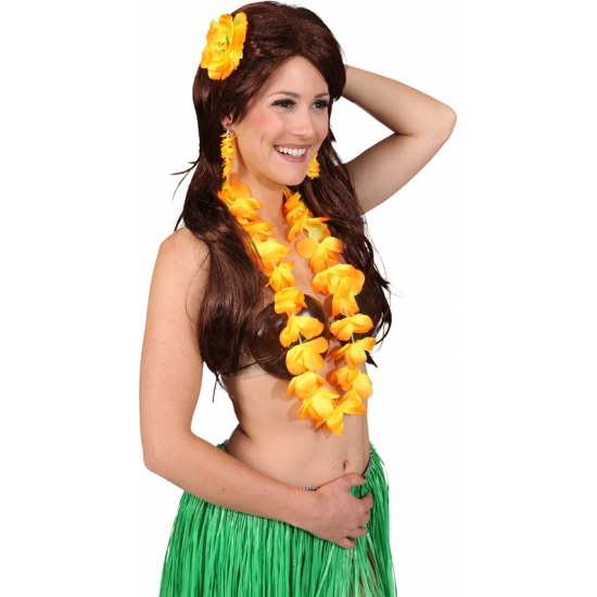 Toppers Hawaii thema verkleed accessoires setje oranje dames