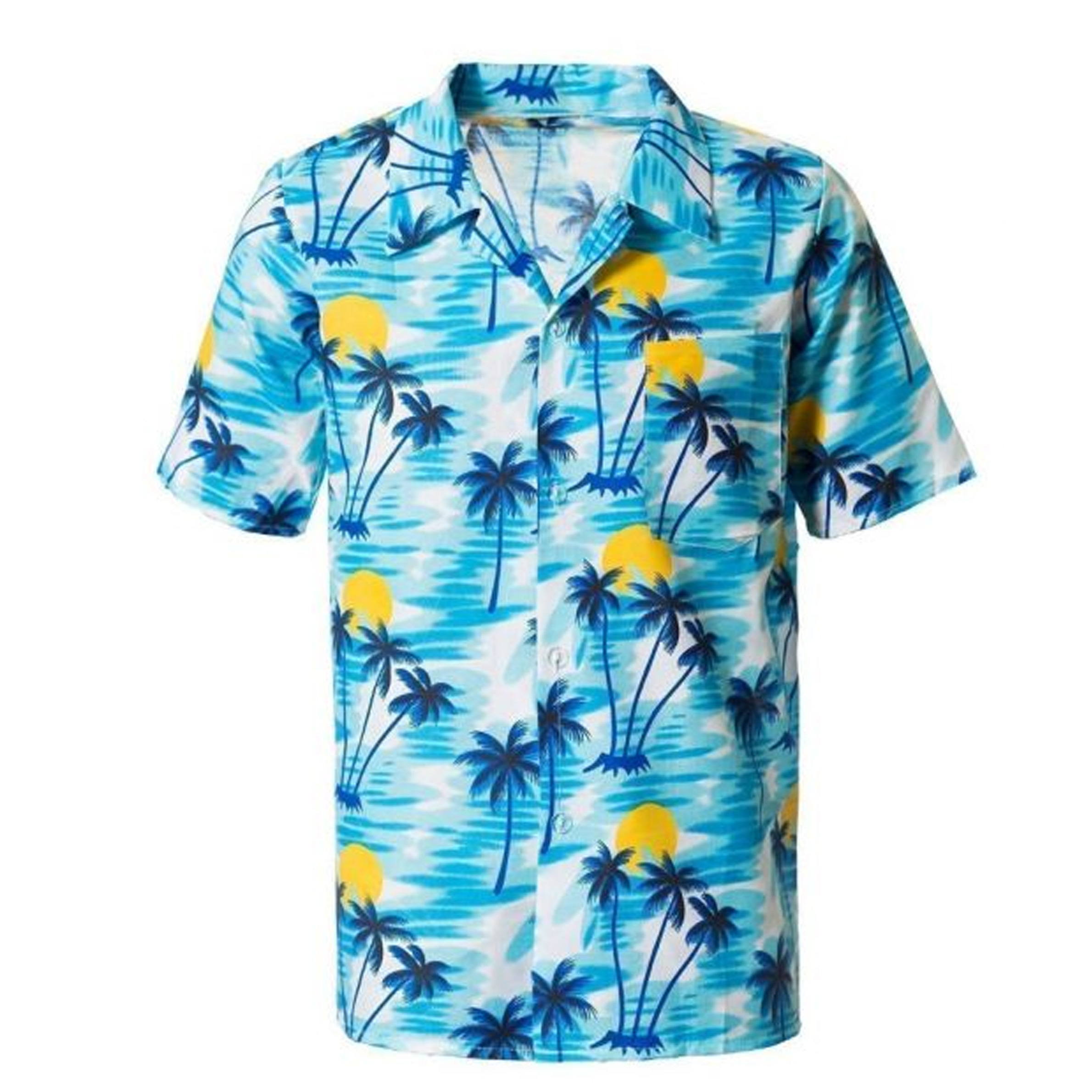 Toppers Tropical party Hawaii blouse heren palmbomen wit carnaval-themafeest