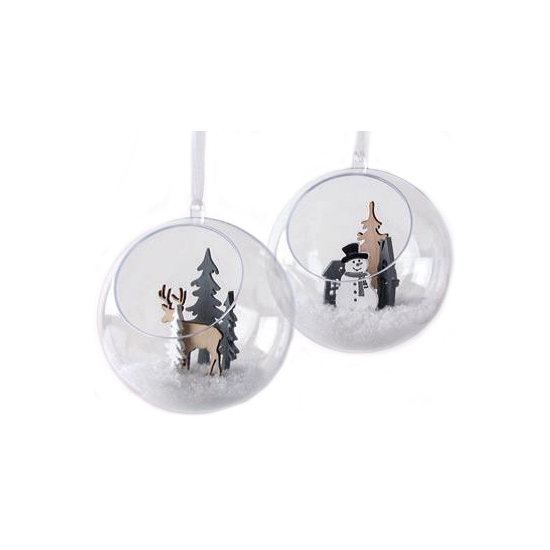 Transparante kerstballen met gat 12 cm 2x stuks