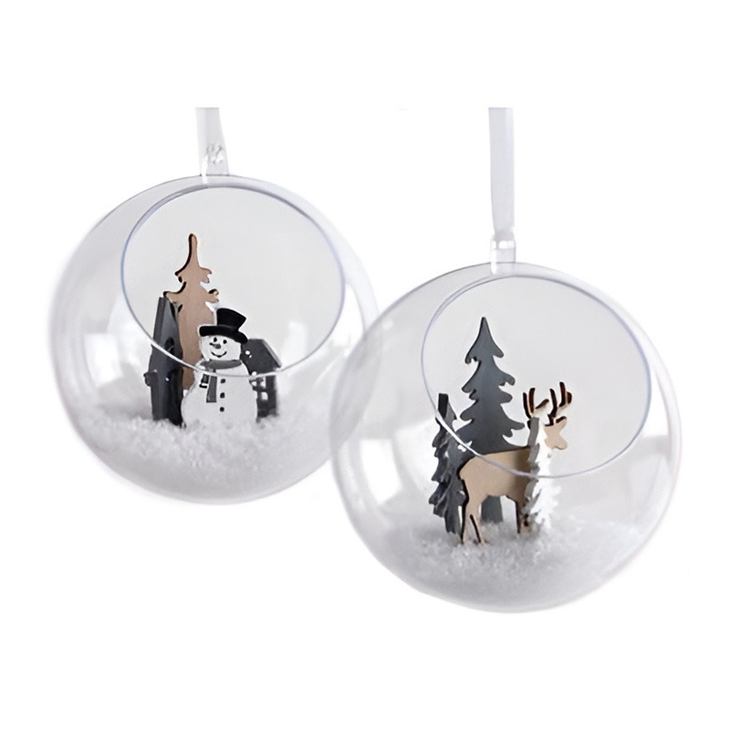 Transparante kerstballen met gat 8 cm 2x stuks