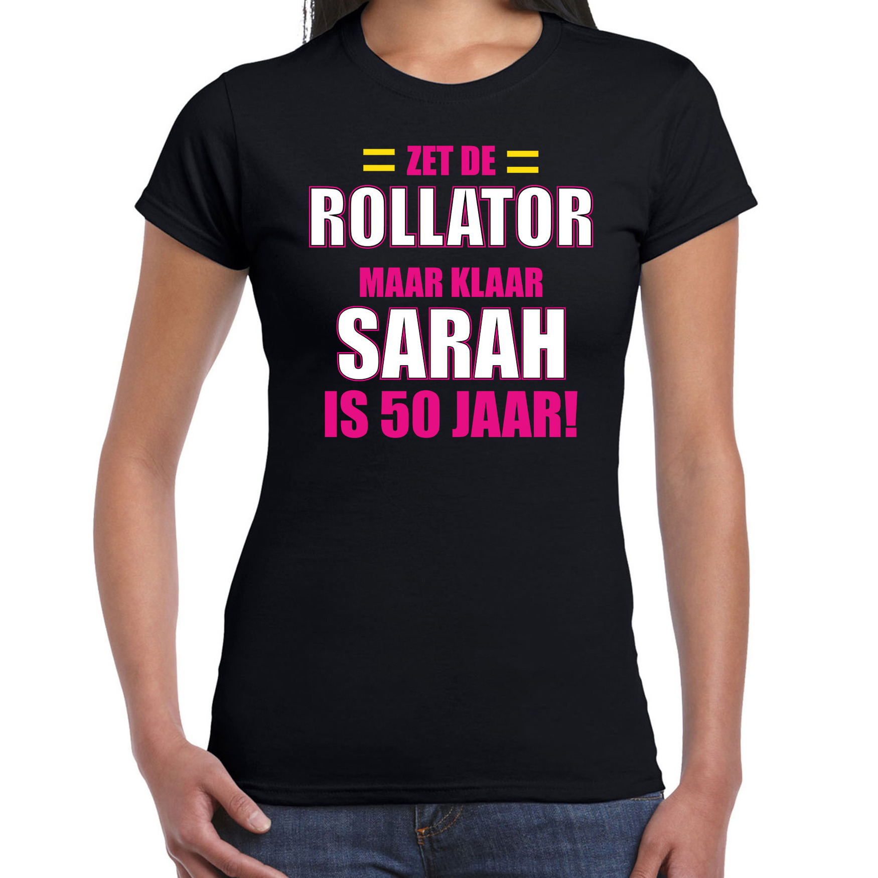 Verjaardag cadeau t-shirt rollator 50 jaar Sarah zwart voor dames