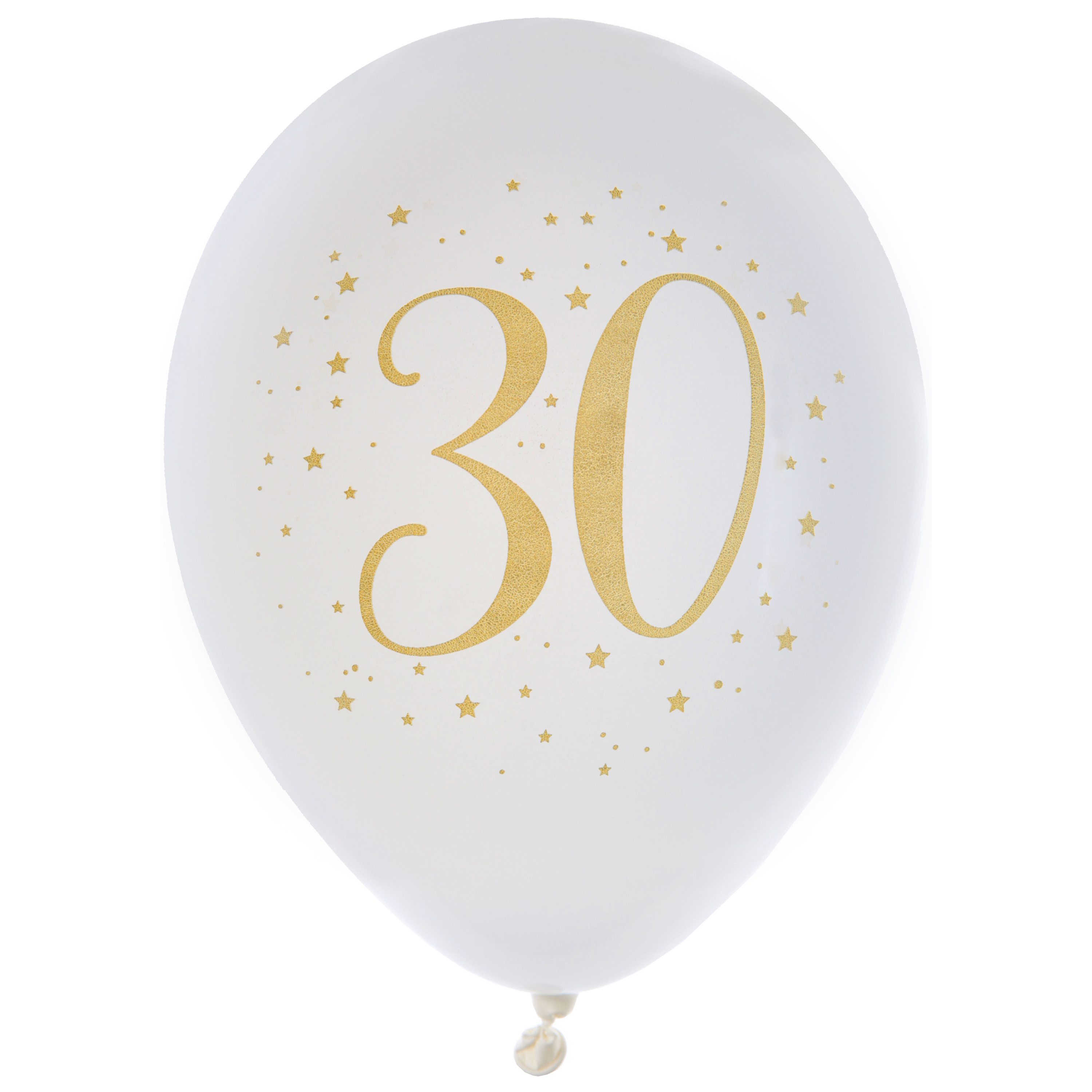 Verjaardag leeftijd ballonnen 30 jaar - 8x - wit/goud - 23 cm - Feestartikelen/versieringen