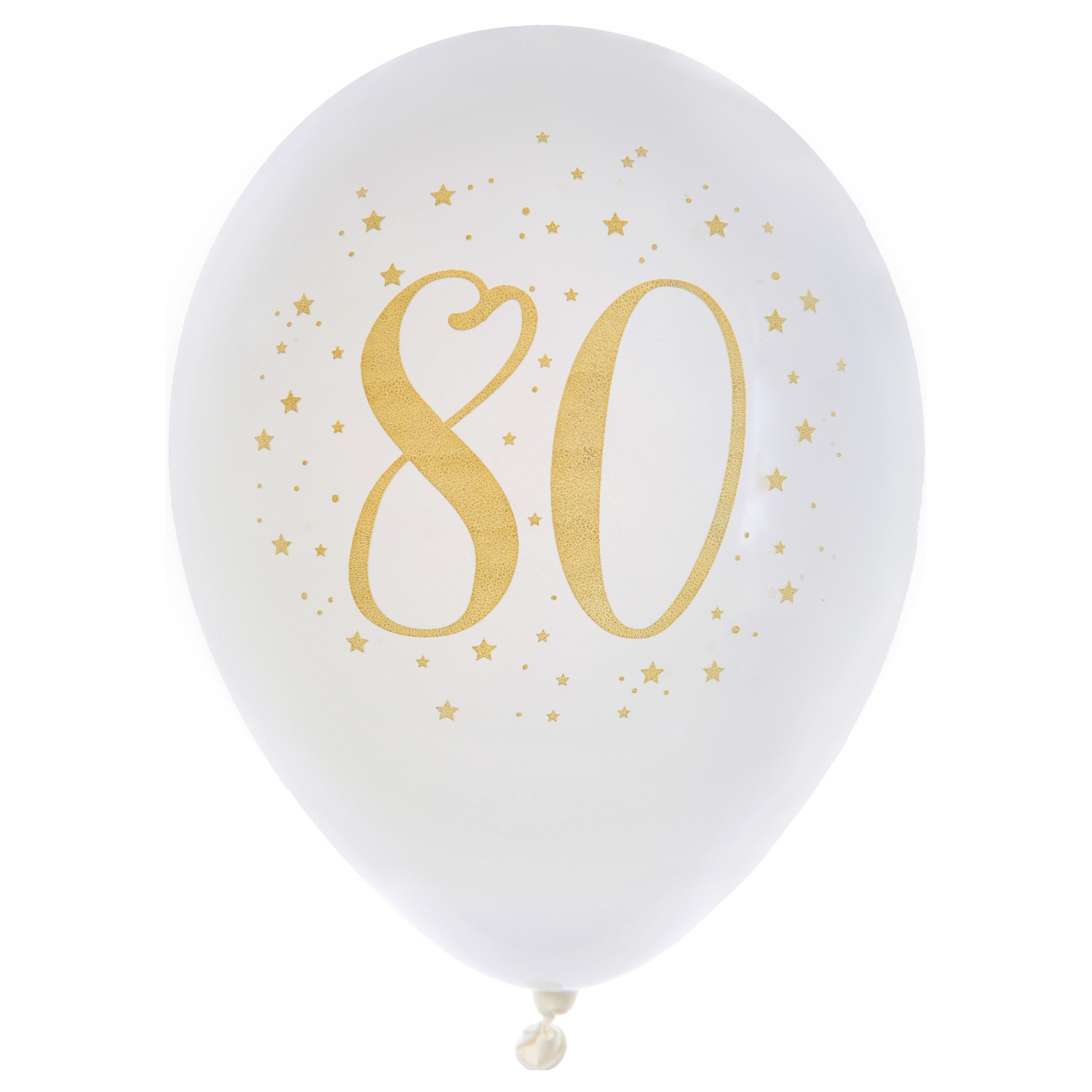 Verjaardag leeftijd ballonnen 80 jaar 8x wit-goud 23 cm Feestartikelen-versieringen