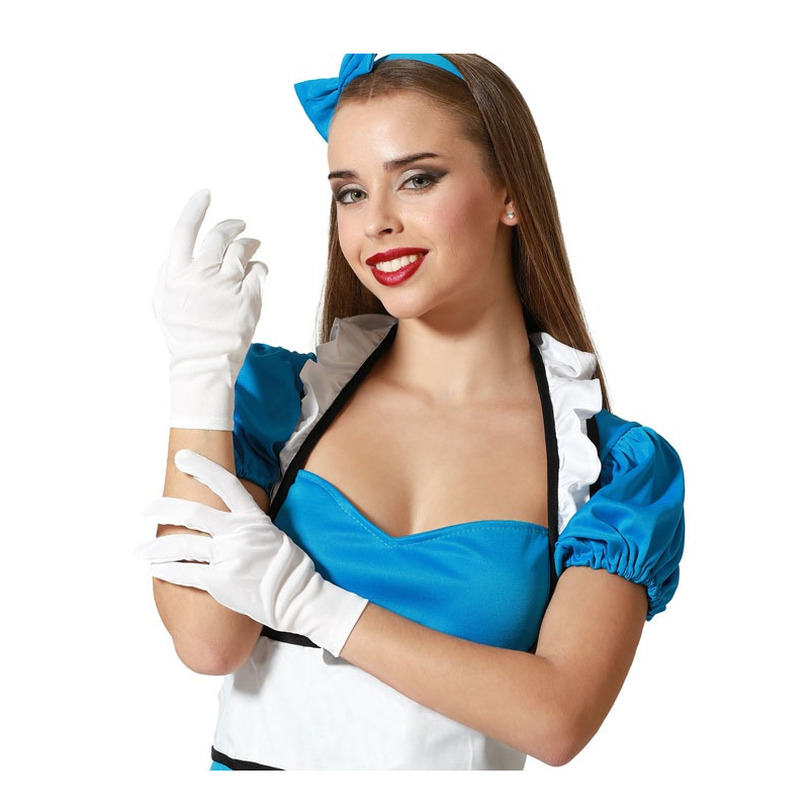 Verkleed handschoenen voor dames polyester wit one size kort model
