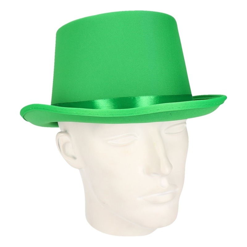 Verkleed hoge hoed groen voor volwassenen carnaval kleuren thema accessoires