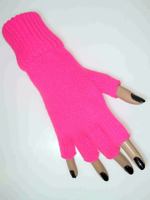 Neon roze vingerloze handschoen
