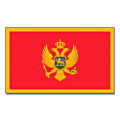 Country flag Montenegro - 90 x 150 cm - with compact telescoop stick - waveflags for supporters