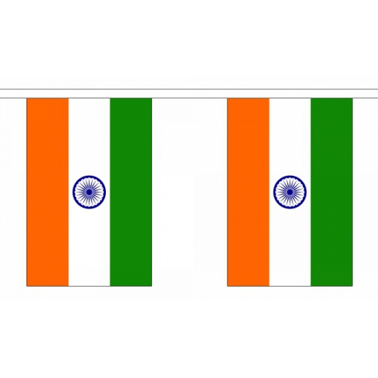 Vlaggenlijn van vlaggetjes van India polyester 900 cm landen versieringen