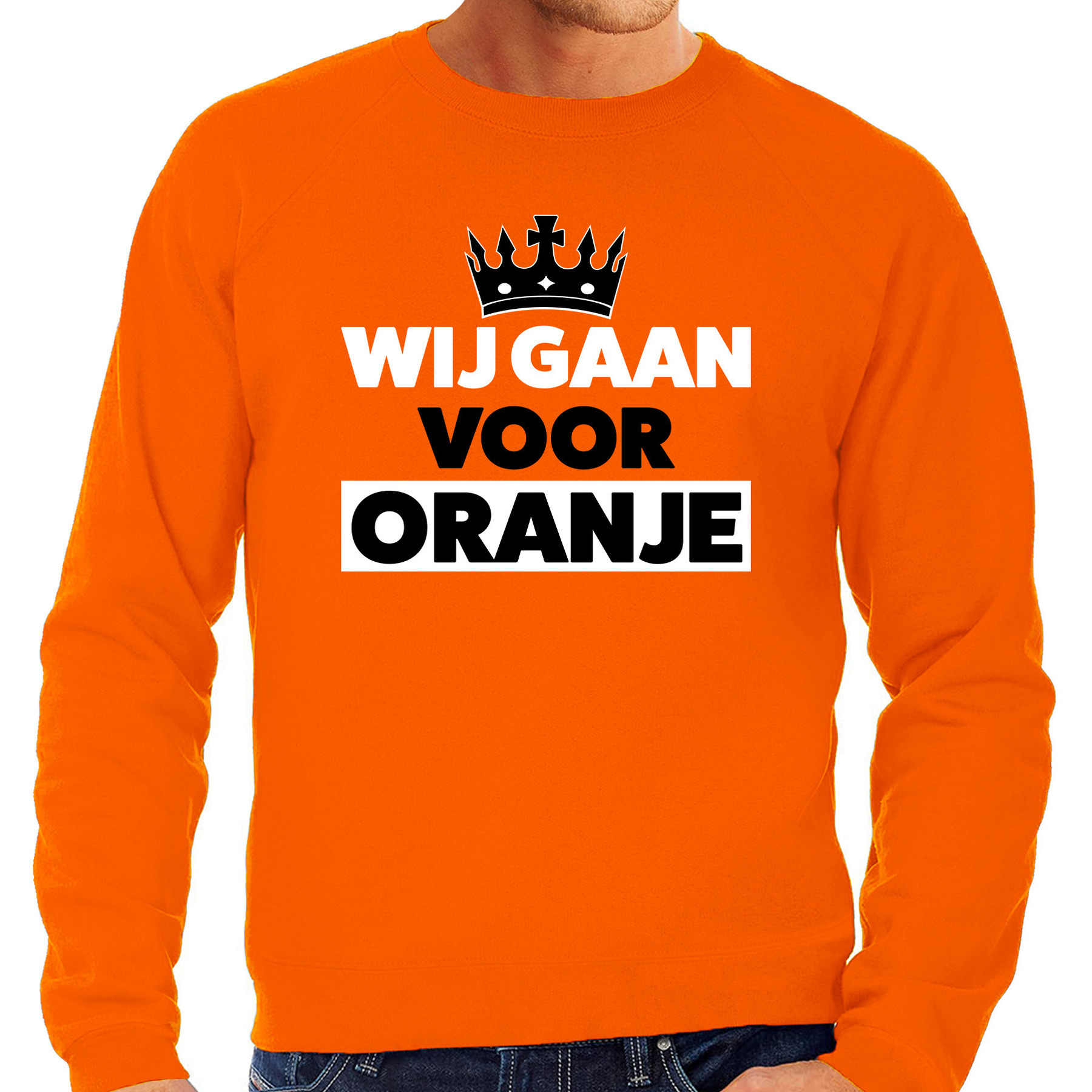 Wij gaan voor oranje sweater oranje voor heren Koningsdag truien