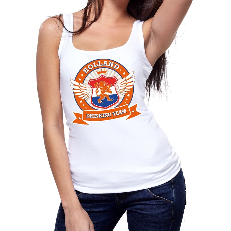 Wit Holland drinking team tanktop-mouwloos shirt dames