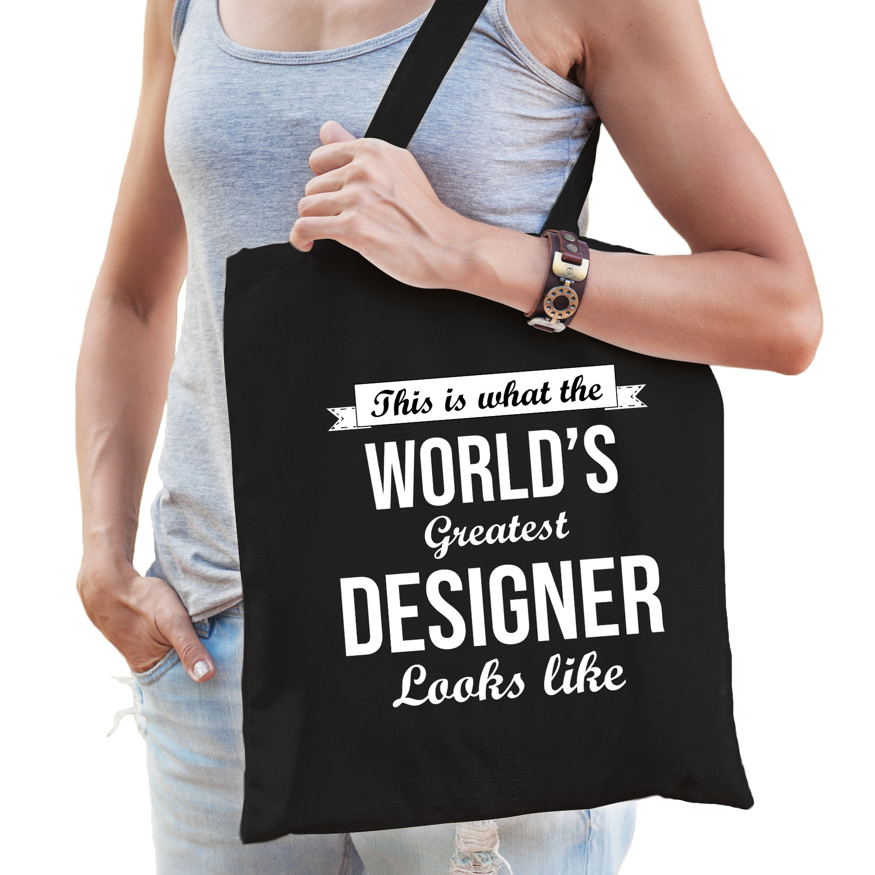 Worlds greatest designer tas zwart volwassenen werelds beste ontwerper cadeau tas