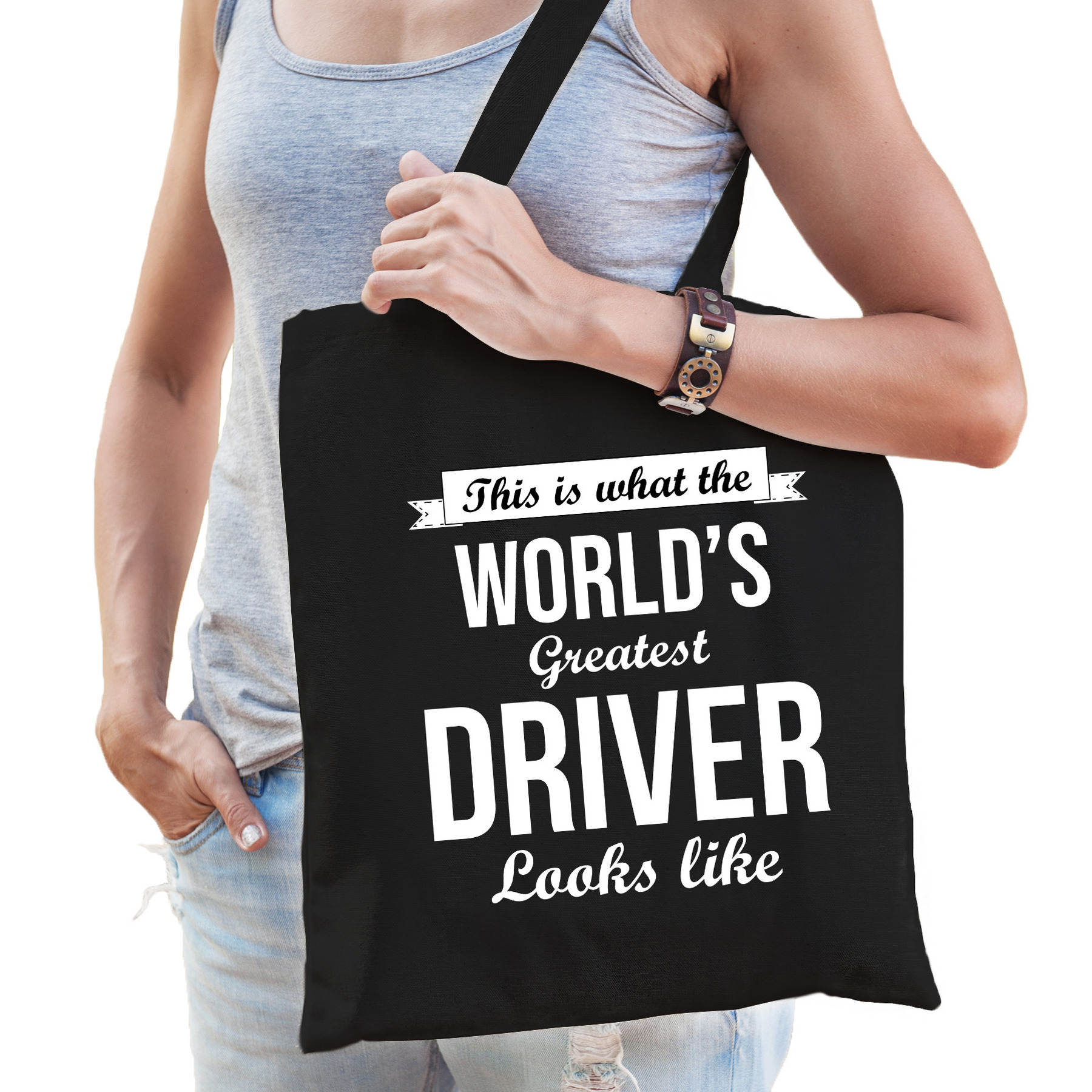 Worlds greatest driver tas zwart volwassenen werelds beste chauffeur cadeau tas