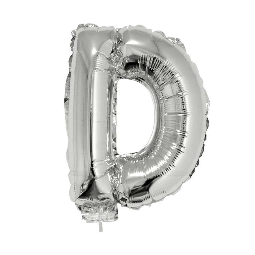 Zilveren opblaasbare letter ballon D