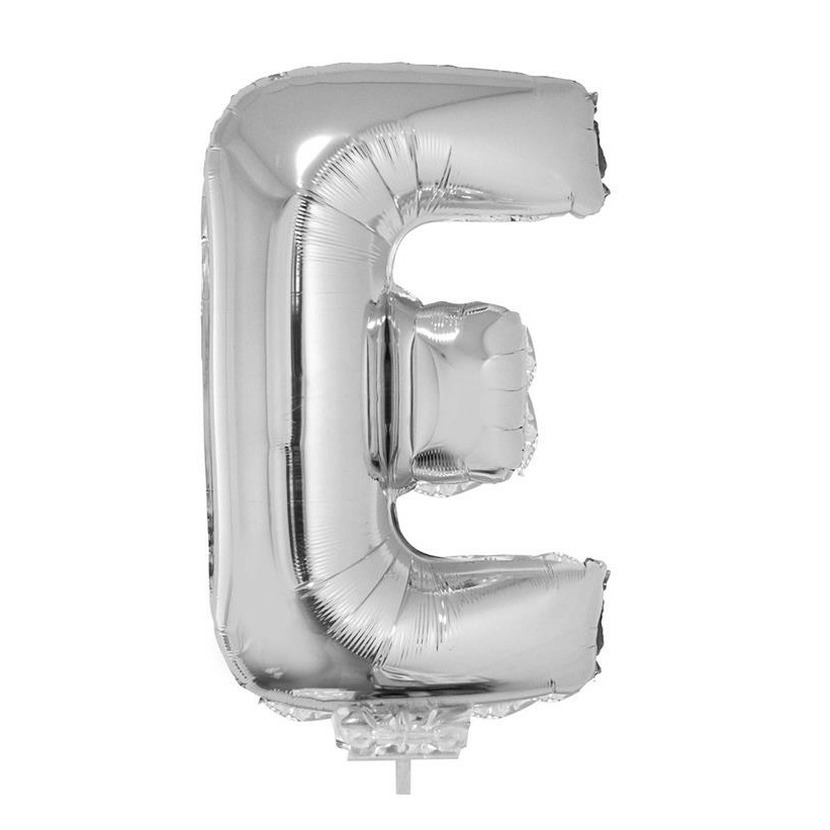 Zilveren opblaasbare letter ballon E